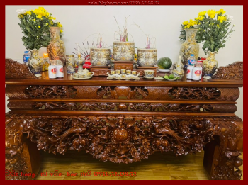 Bàn Thờ Gỗ Hương Đục Như Ý Cho Khách Hàng Huyện Thanh Trì